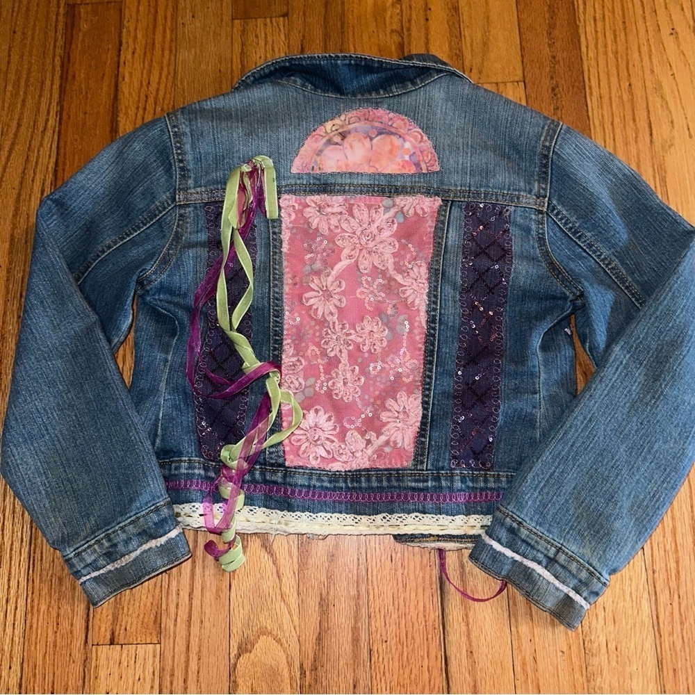Old Navy Classic Blue Denim Jacket Kids Upcycled Denim Jacket. - Picture 3 of 3
